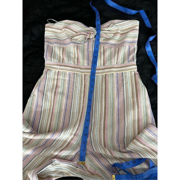 Tart Jumpsuit Womens M Striped Strapless Sweetheart Christy Linen Blend Wide-Leg - Picture 10 of 16